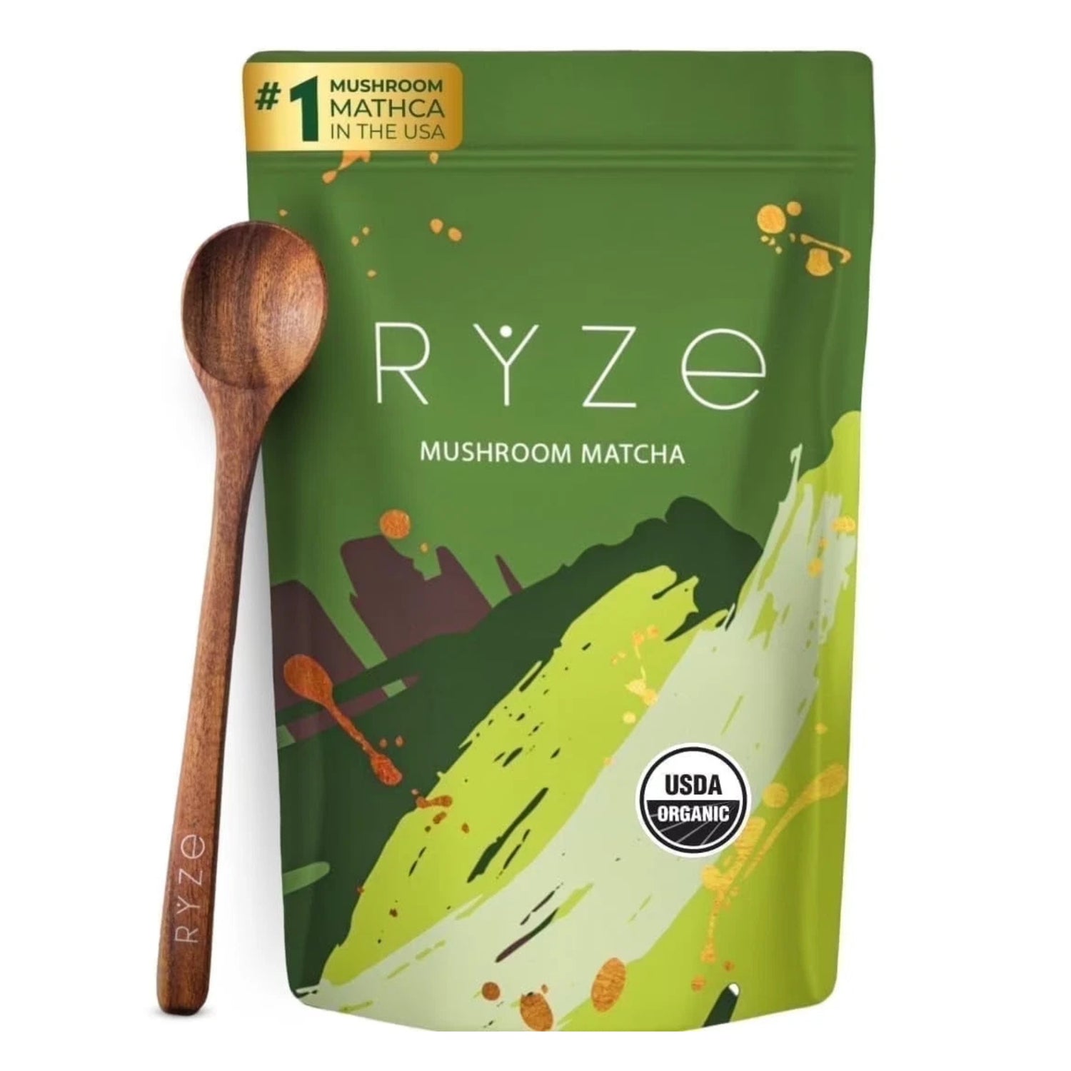 RYZE Mushroom Matcha 30 Servings, Ceremonial Grade Organic